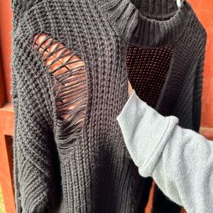 Black long sleeve sweater dress